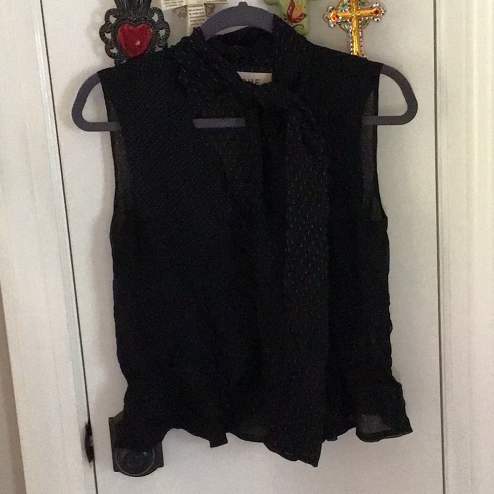 Hache Size 42 Black Sheer Blouse